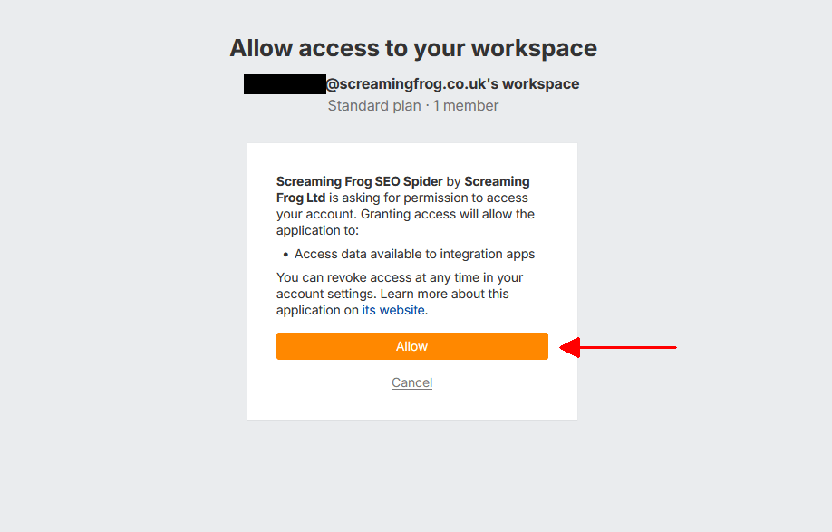 Ahrefs allow access to Screaming Frog