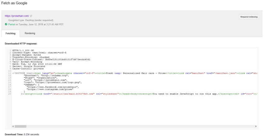 Prose Initial HTML delivery from GSC