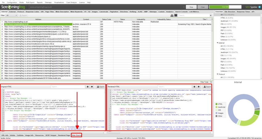 View HTML source